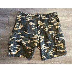 Obey Propaganda Camo Shorts Men 38 Cargo Streetwear Y2K Military Army Skate